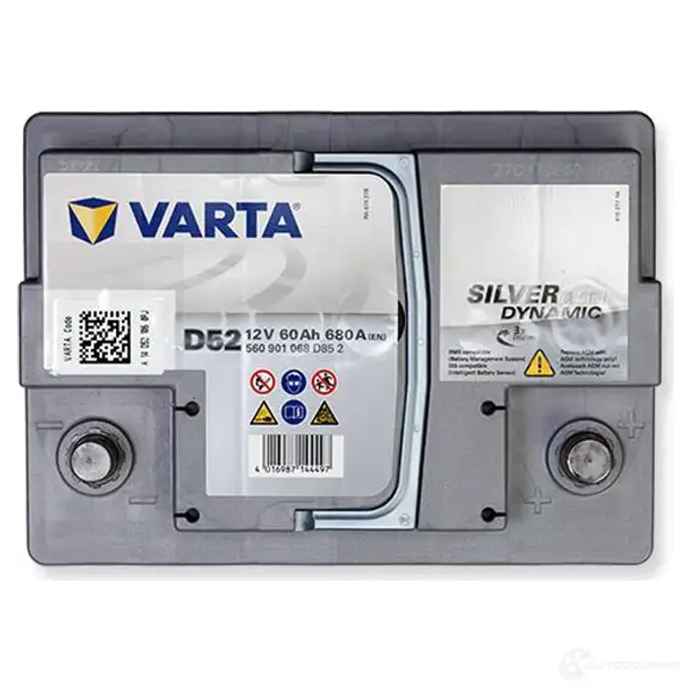 Аккумулятор VARTA Dynamic AGM 60 А/ч обратный R+ 242x175x190 L2 EN 680 А