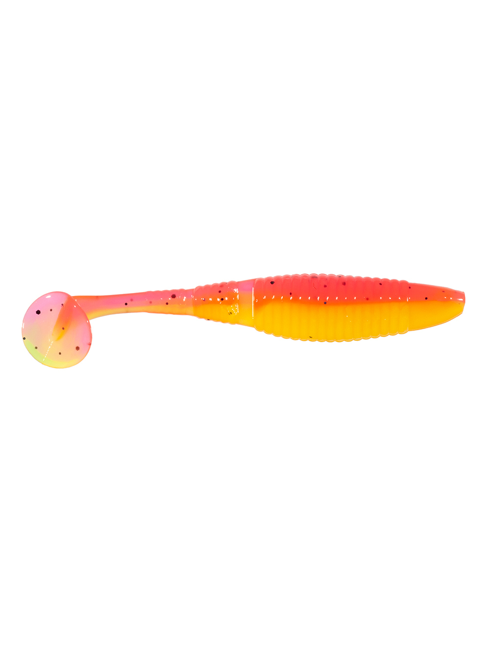Приманка ZUB-WIBRA 100мм(4")-4шт, (цвет 023) розовый верх - желтый низ