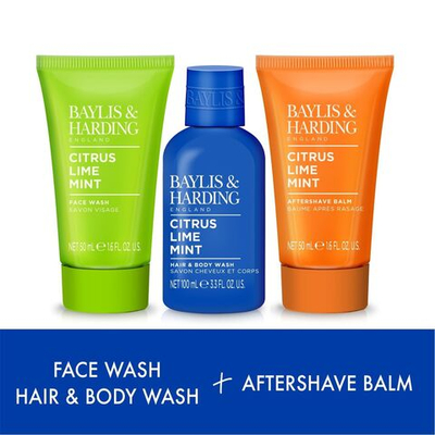 Baylis & Harding Набор средств для душа мужской Citrus, Lime and Mint бальзам после бритья 50 мл + гель для душа 2в1 100 мл + гель для лица 100 мл (из Финляндии)