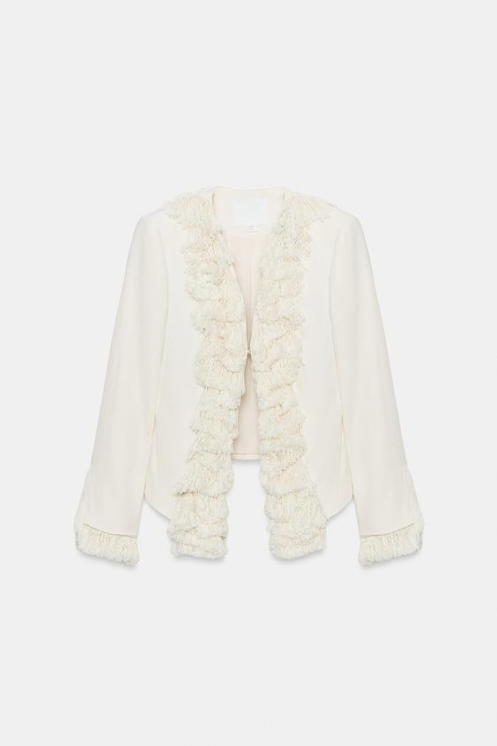 ZARA КУРТКА С БАХРОМОЙ И ЛЬНОМ — ZW COLLECTION, ЭКРЮ