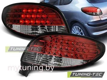 Задние фонари red white led для Peugeot 206