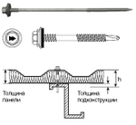Саморезы HARPOON для сэндвич-панелей, крепление к подконструкциям до 5 мм HSP3-R-S19