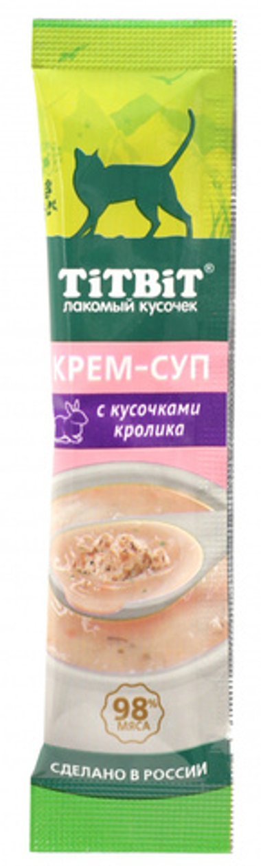 Крем-суп TitBit с кусочками кролика для кошек 10 г