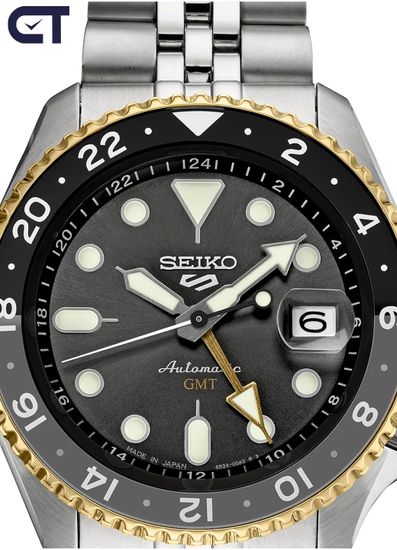 Seiko SSK021K1 5 Sports SKX мужские наручные часы — автоматический GMT в двухцветном оформлении