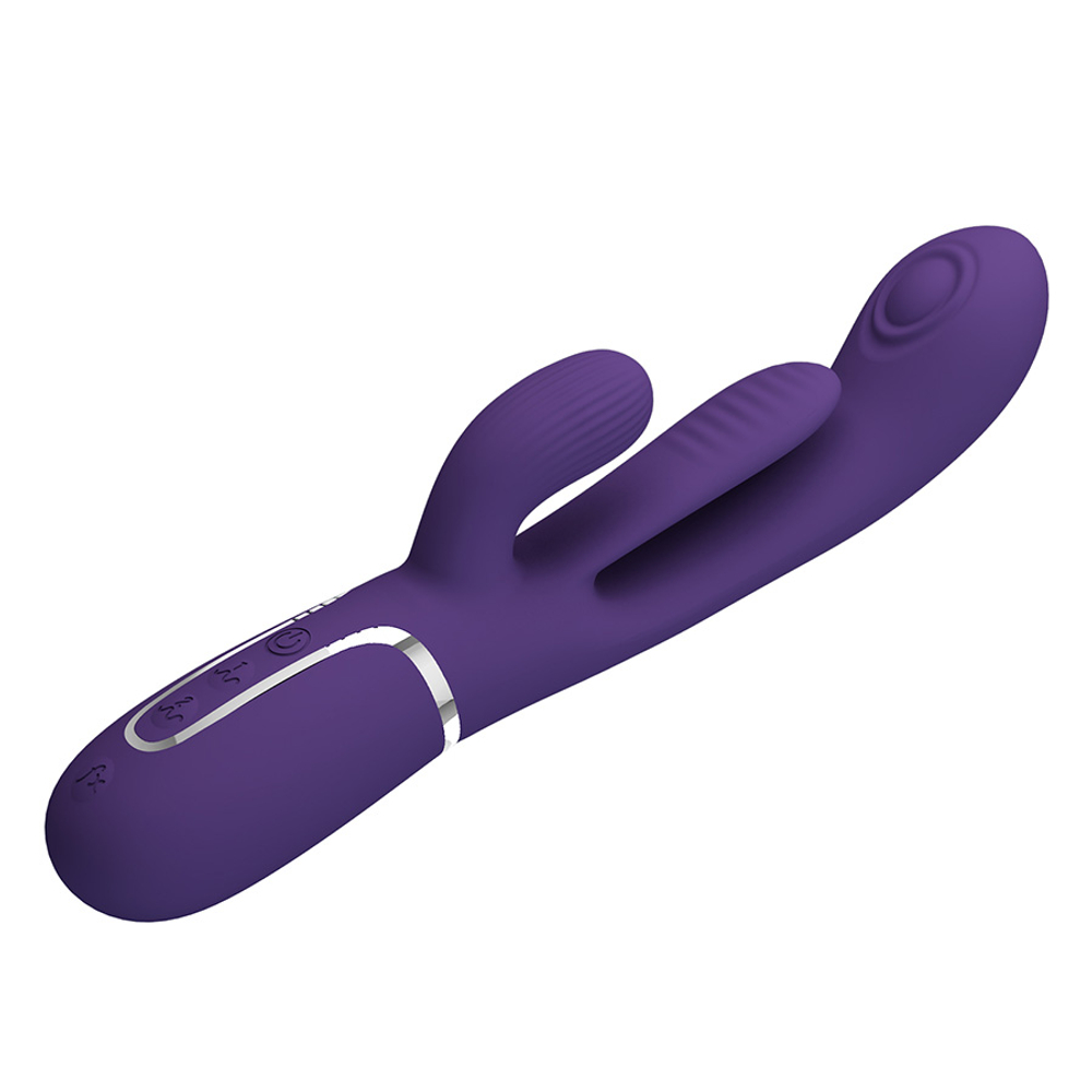 Сиреневый вибратор-кролик 22,2см с дополнительным язычком Pretty Love Triple Rabbit Multifuncional Vibrador BW-500041-2