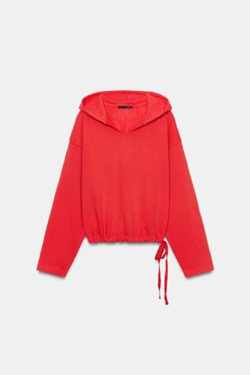 ZARA ТОЛСТОВКА С ЭФФЕКТОМ ПОТЕРТОСТИ И КАПЮШОНОМ, КРАСНЫЙ