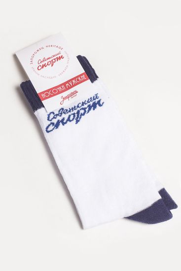 Носки ЗАПОРОЖЕЦ х СОВЕТСКИЙ СПОРТ махровые (Белый (Белый/Темно-Синий), 40-44)