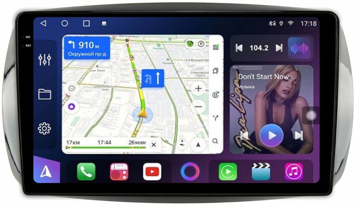 Магнитола для Mercedes-Benz Smart ForTwo/ForFour W453 2014-2023 - FarCar BM9-2K-9628 монитор 9.5" 2K QLED на Android 14, Быстрая, CarPlay, 4G SIM-слот