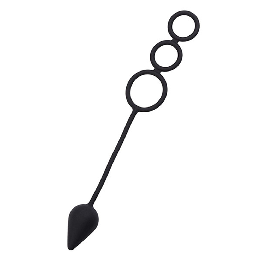 Тройное эрекционное кольцо 3см и 4см с анальным хвостом Erotist Toys Anal Plag with Cock Ring Drop Size S