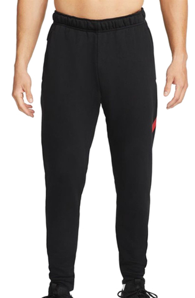 Мужские теннисные штаны Nike Dry Pant Taper FA Swoosh - black/habanero red