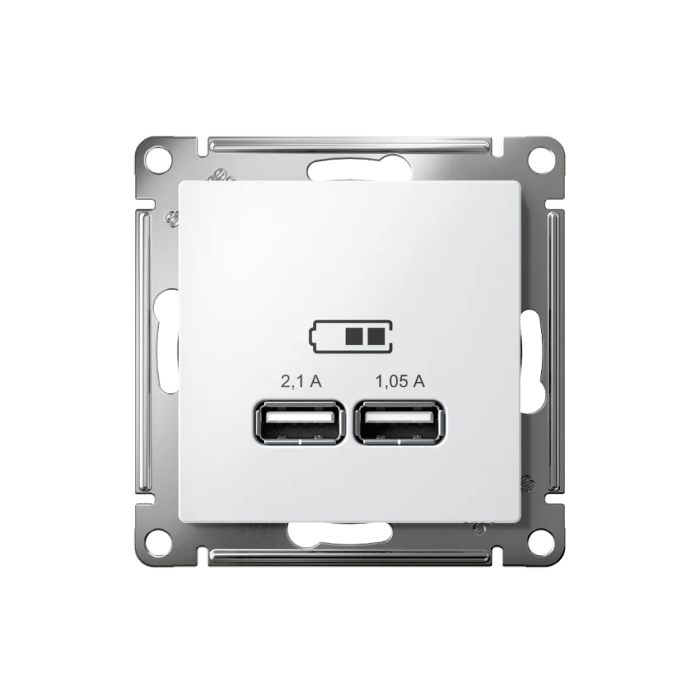 ATLASDESIGN USB РОЗЕТКА A+A, 5В/2,1А, 2х5В/1,05А, механизм, БЕЛЫЙ