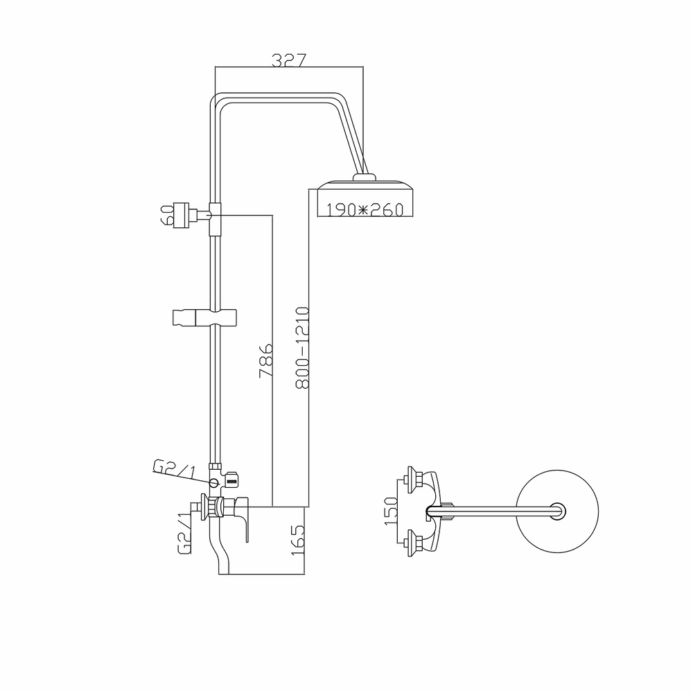 Душевая система 40к MIXLINE МЛ2418 (ML2418) излив лейка 5 позиций +лейка "Тропический душ" ХРОМ