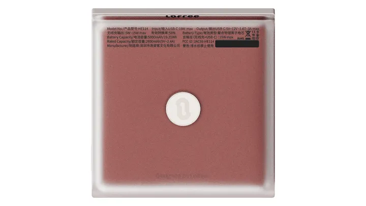 Lofree Glamor Magnetic Power Bank 5K, 270° Rose Fume