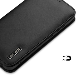 Чехол книжка из натуральной кожи с защитой RFID от Dux Ducis для смартфона Samsung Galaxy S25, серия Hivo Series Case