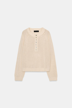 ZARA СВИТЕР С ПУГОВИЦАМИ, ЭКРЮ