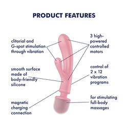 Вибратор-ванд 2 в 1 Satisfyer Triple Lover, розовый