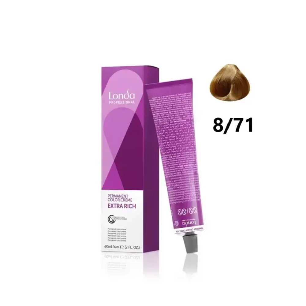 Londa Color стойкая крем-краска, 8/71 светлый блонд коричнево-пепельный, 60мл