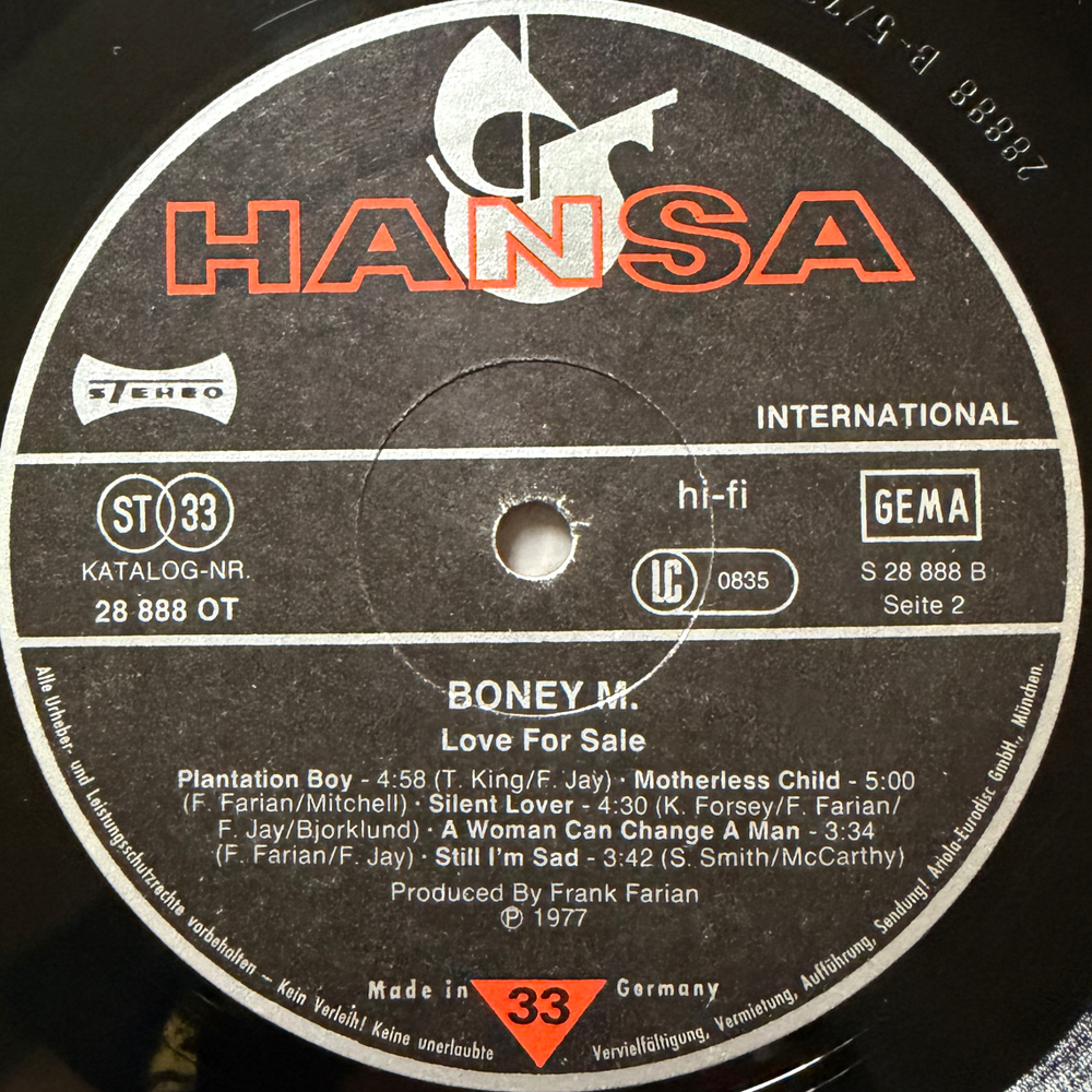 Виниловая пластинка Boney M. - Love For Sale LP