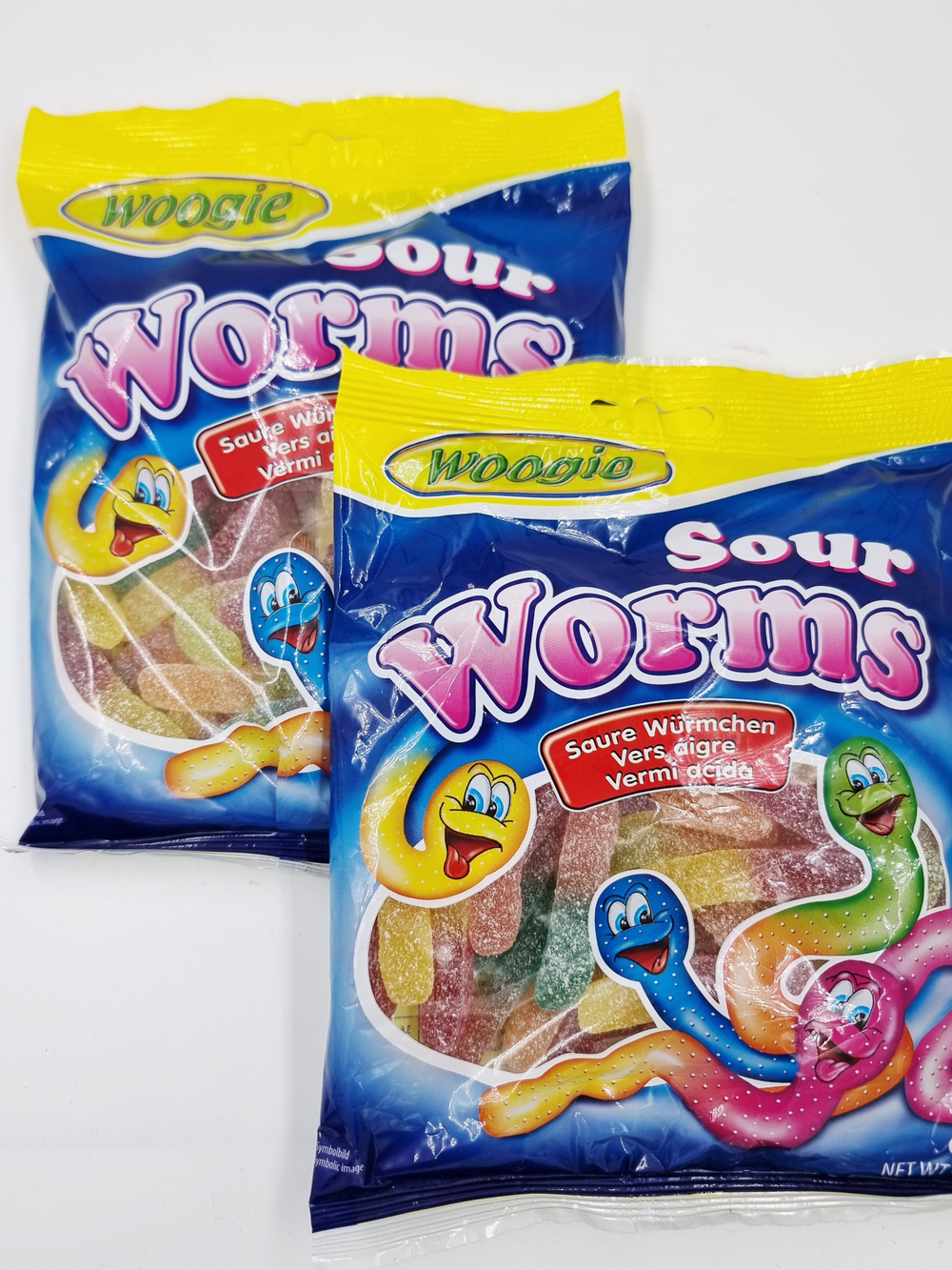 Жевательный мармелад кислые червячки Woogie Sour Worms (250х2) 500 г (Чехия)