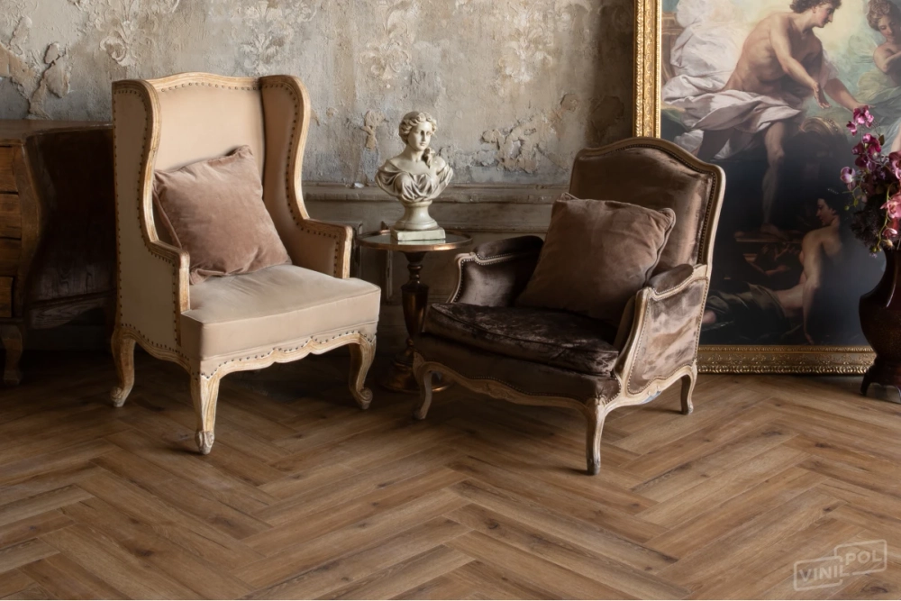 Кварц-винил Клеевой LVT Vinilam VinilPol Herringbone Glue LVT 2,5 мм Паркет Франческо 2.787 м2
