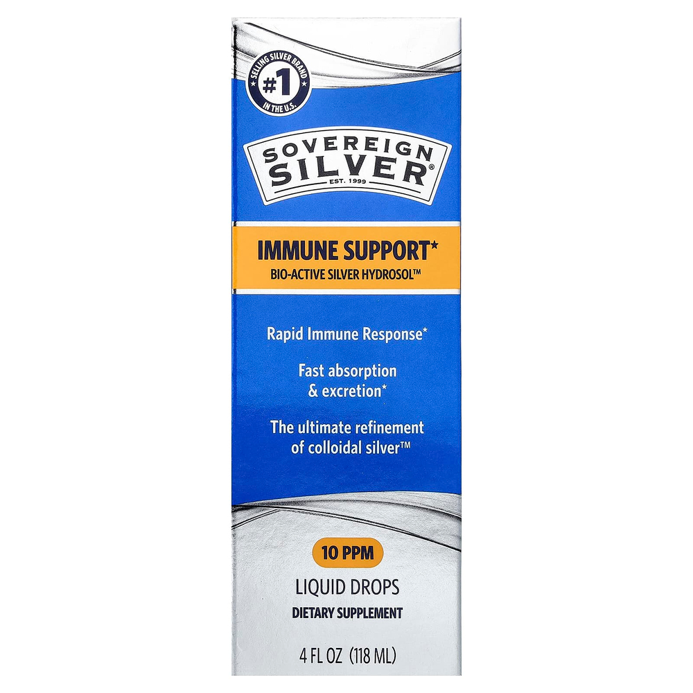 Sovereign Silver, Bio-Active Silver Hydrosol™, добавка для поддержки иммунитета, капли, 118 мл (4 жидк. унции)