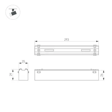 Магнитный трековый светильник 12W 3000К/4000К/5700К 045018 белый MAG-VIBE-FLAT-L293-12W Day4000-MIX DALI Arlight
