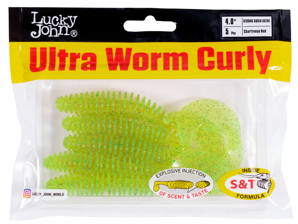 Твистеры съедоб. искусст. LJ Pro Series ULTRAWORM CURLY 4,0in (10.16)/S15 5шт.