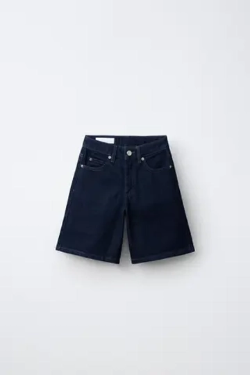 ZARA ДЛИННЫЕ ДЖИНСОВЫЕ ШОРТЫ, СИНИЙ