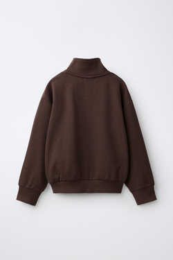 ZARA КОМПЛЕКТ ИЗ ТОЛСТОВКИ НА МОЛНИИ И БРЮК WIDE LEG, КОРИЧНЕВЫЙ