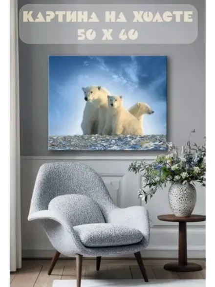 Картина на стену 40 X 50 Белые медведи