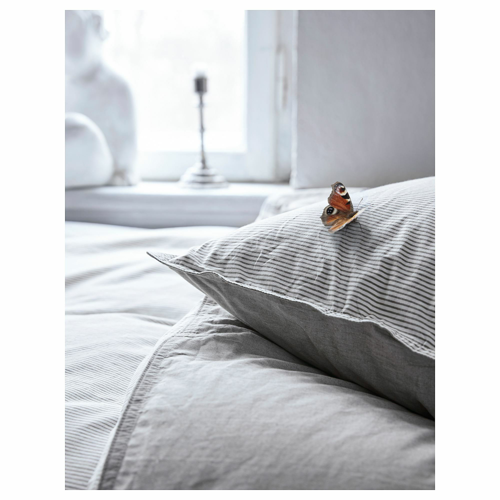 Комплект постельного белья IKEA BLAVINDA (БЛОВИНДА), Двуспальный, Серый, 240x220, 50x80 см