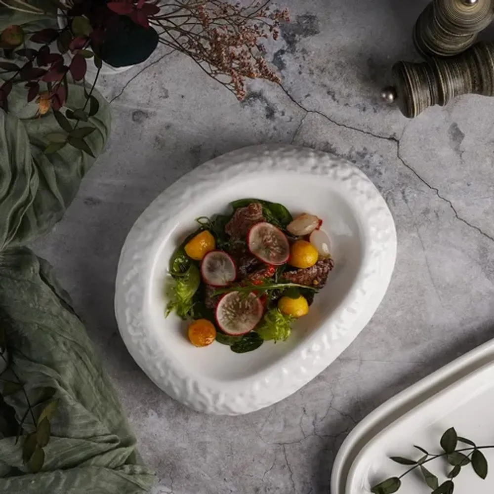 Блюдо овальное для подачи 22,5*18,5 см h5,5 см Organic белое фарфор P.L. Proff Cuisine [3]
