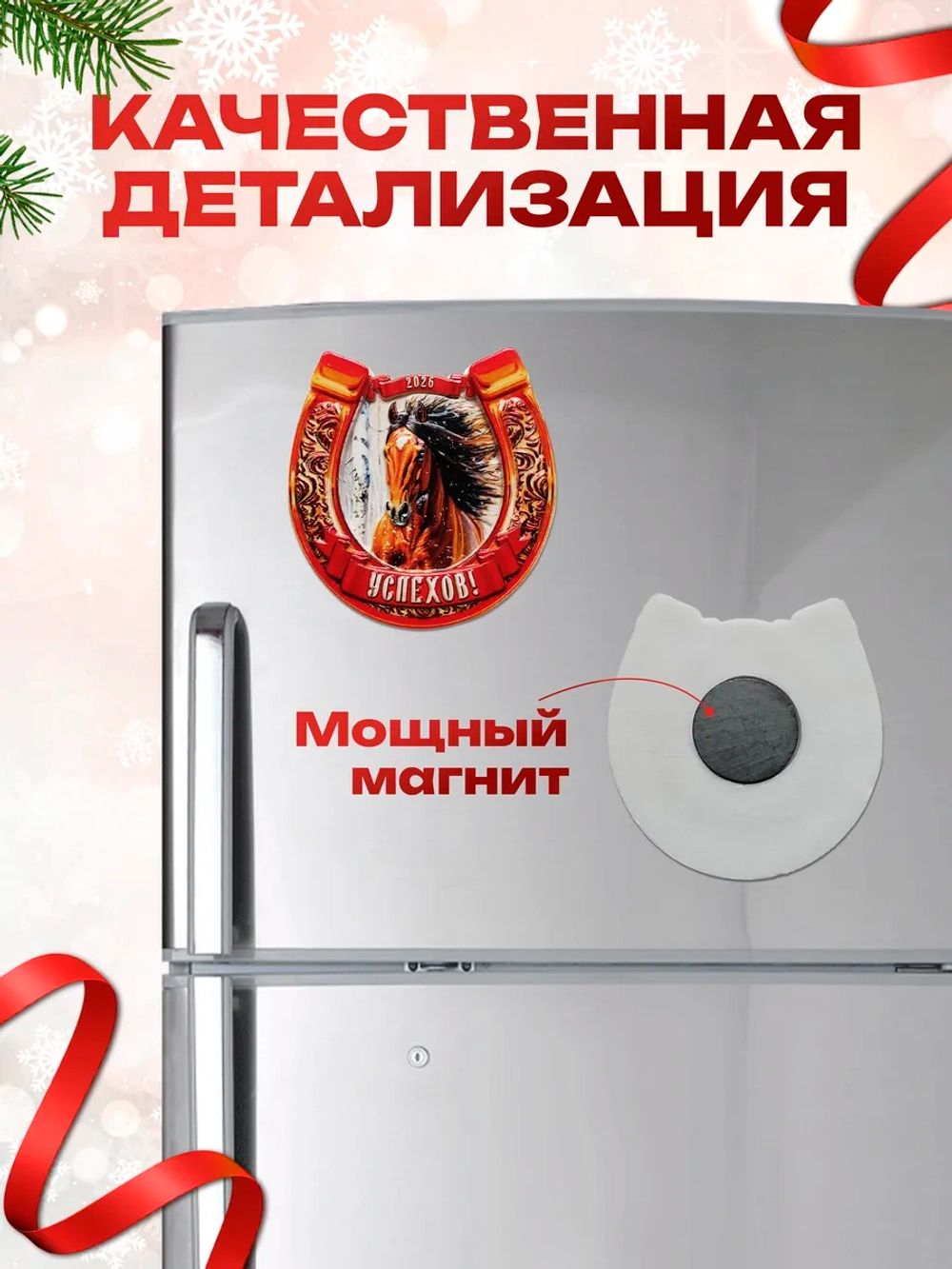 Набор новогодних магнитов символ 2027 года, набор 4 штуки