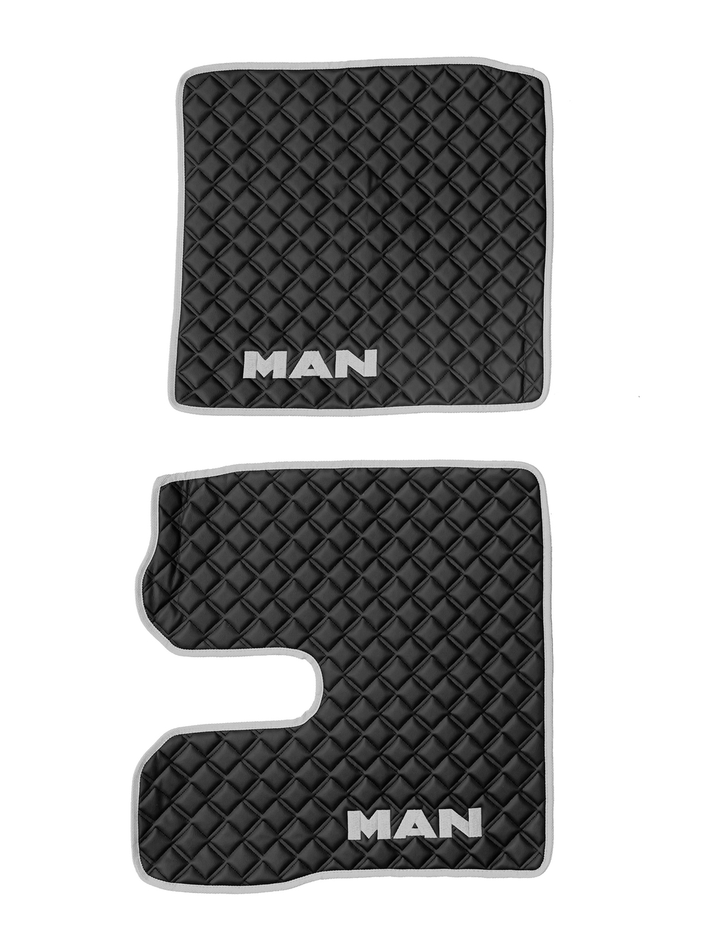Ковры MAN TGX (автомат, механика) (экокожа, черный, серый кант, серая вышивка)