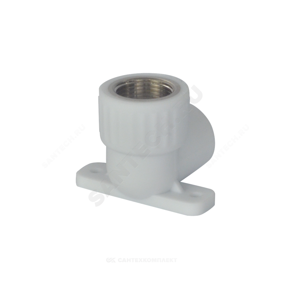 Угольник PP-R комбинированный белый Дн 20х3/4" ВР с креплением VALFEX 10120225
