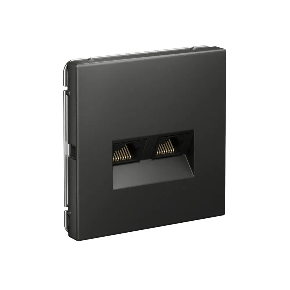 ARTGALLERY РОЗЕТКА двойная компьютерная RJ45+RJ45, кат. 5е, механизм, БАЗАЛЬТ