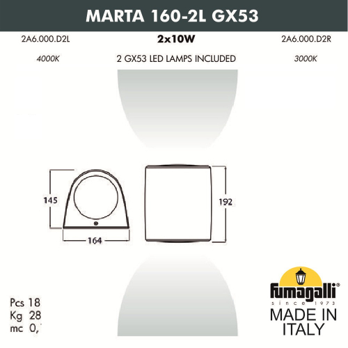 Уличный настенный светильник Fumagalli MARTA 2A6.000.000.LXD2L