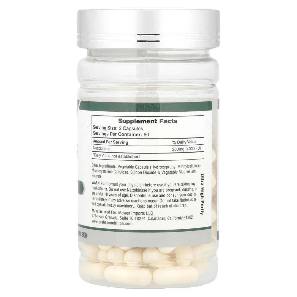 Probase Nutrition, Наттокиназа, 120 капсул (100 мг на капсулу)