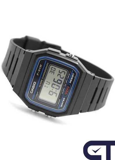 Casio F-91W-1 — мужские цифровые часы с секундомером и будильником