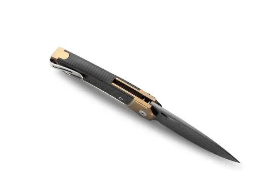 Нож складной Lion Steel Twain Damascus TW D BR - дамасская сталь, бронзовый титан на рукояти