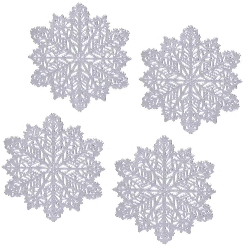 Салфетка на стол в наборе 4шт «Снежинка», цвет серебро