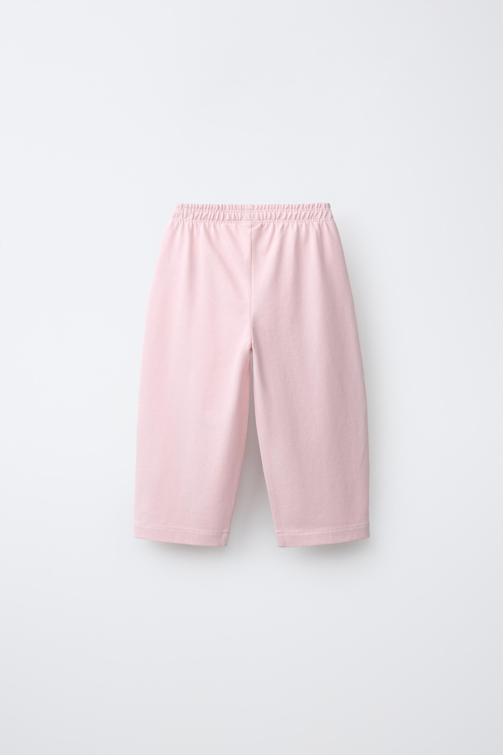 ZARA БРЮКИ WIDE LEG ПИКЕ, СВЕТЛО-РОЗОВЫЙ