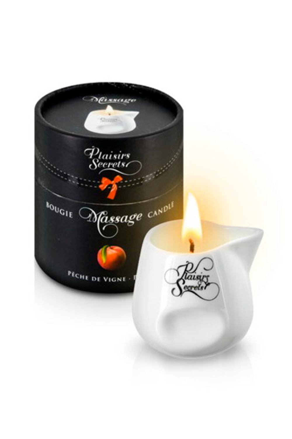 Массажная свеча с ароматом персика Bougie Massage Candle (80 мл) (Цвет: белый)