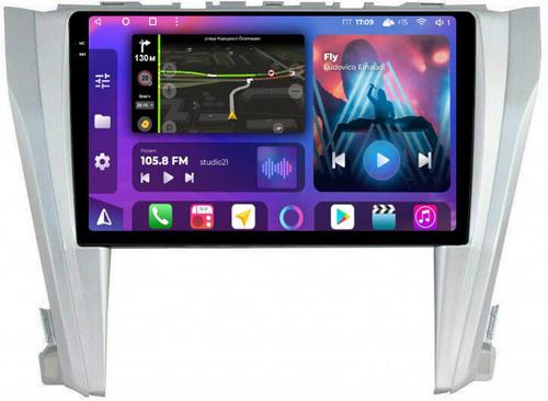 Магнитола для Toyota Camry 2014-2018 (рамка серебро) - FarCar BM466M-2K монитор 10.36" 2K QLED на Android 14, Быстрая, CarPlay, 4G SIM-слот