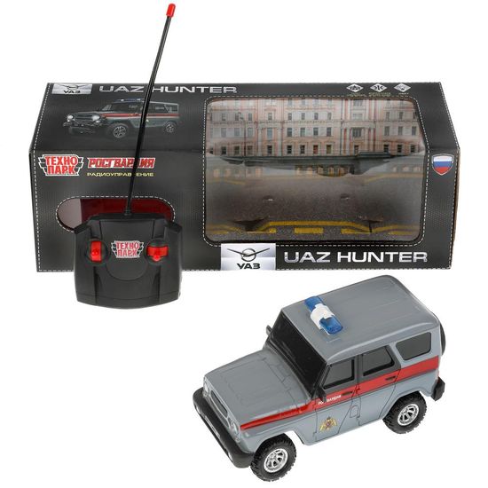 Машина р/у UAZ HUNTER РОСГВАРДИЯ 18 см, свет, сер, кор. Технопарк