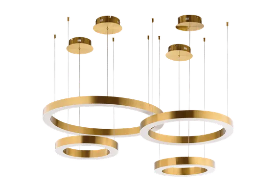 Люстра подвесная светодиодная NewRgy ZK01-DW-4+4+6+8 BRASS, 118 Вт, латунная
