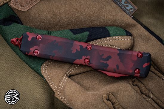 Нож Microtech Ultratech Red Camo Cerakote T/E Tanto Serrated 123-3RCS