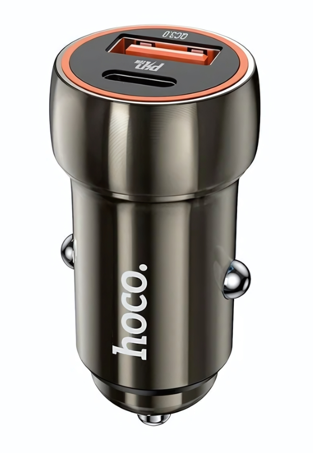 Автомобильное зарядное устройство HOCO Z46A PD20W+QC3.0 3A Type-C+USB Metal Gray