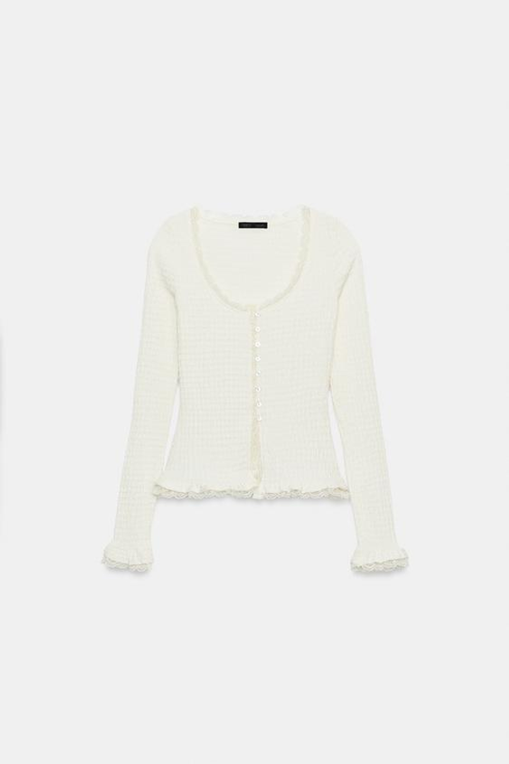 ZARA КОМБИНИРОВАННЫЙ КАРДИГАН, ЭКРЮ