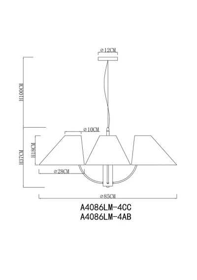 Подвесная люстра Arte Lamp RONDO A4086LM-4CC, 4хE14